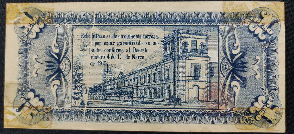 Billete 1 Un Peso Estado Libre y Soberano de México Toluca 1915