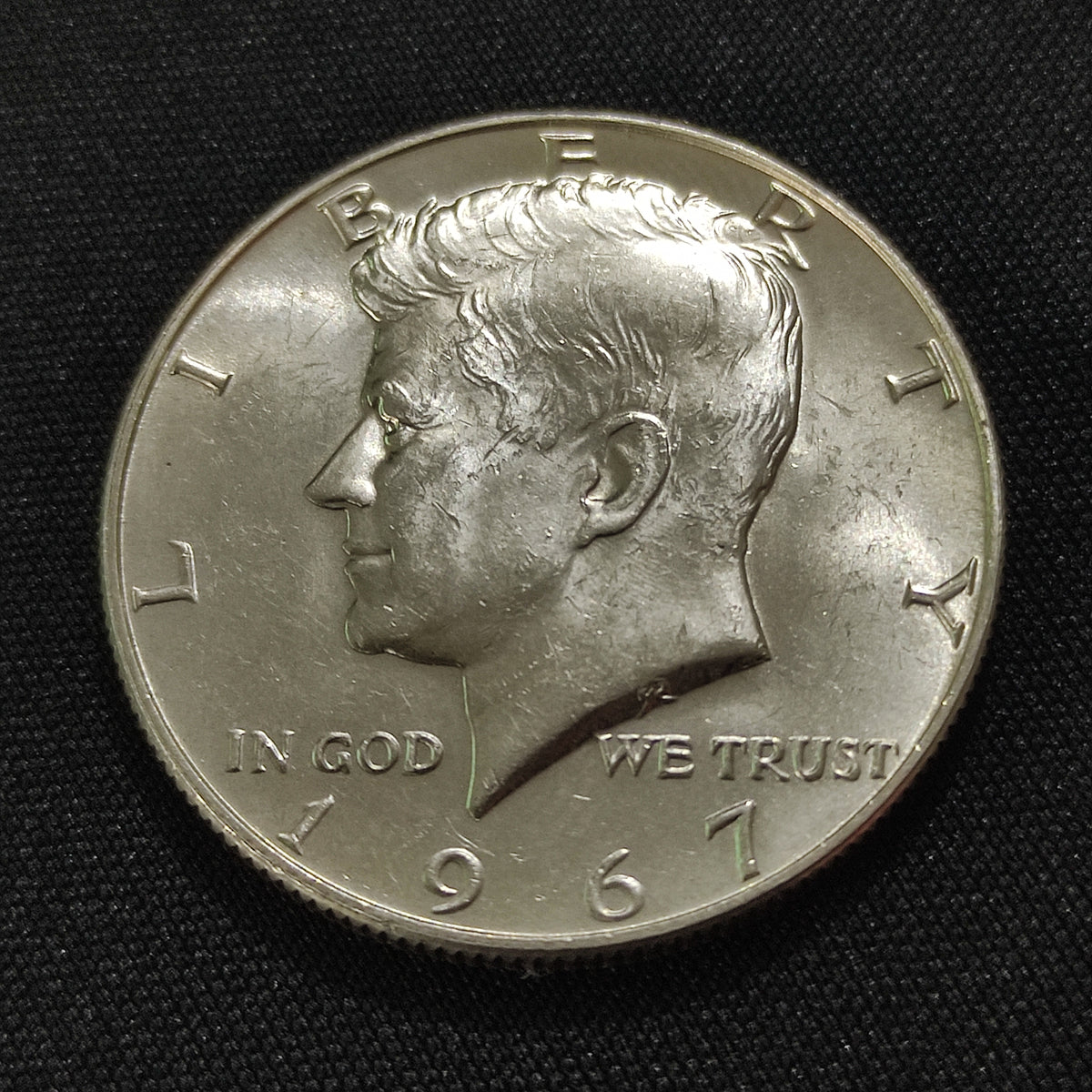 Moneda Plata Medio Dolar Kennedy Estados Unidos 1967 Ley .400
