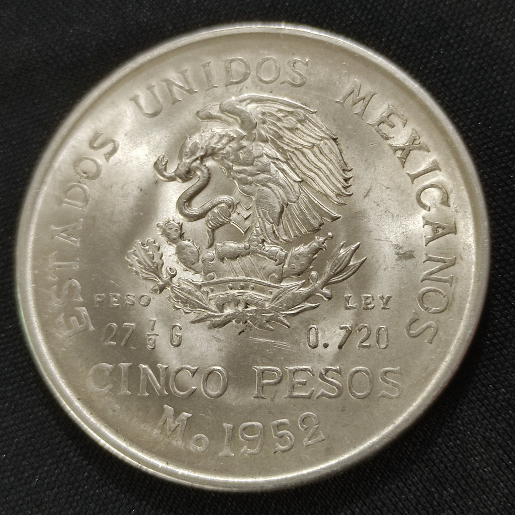 Moneda de Plata de $5 Pesos de Miguel Hidalgo – 1952 (Ley 0.720)