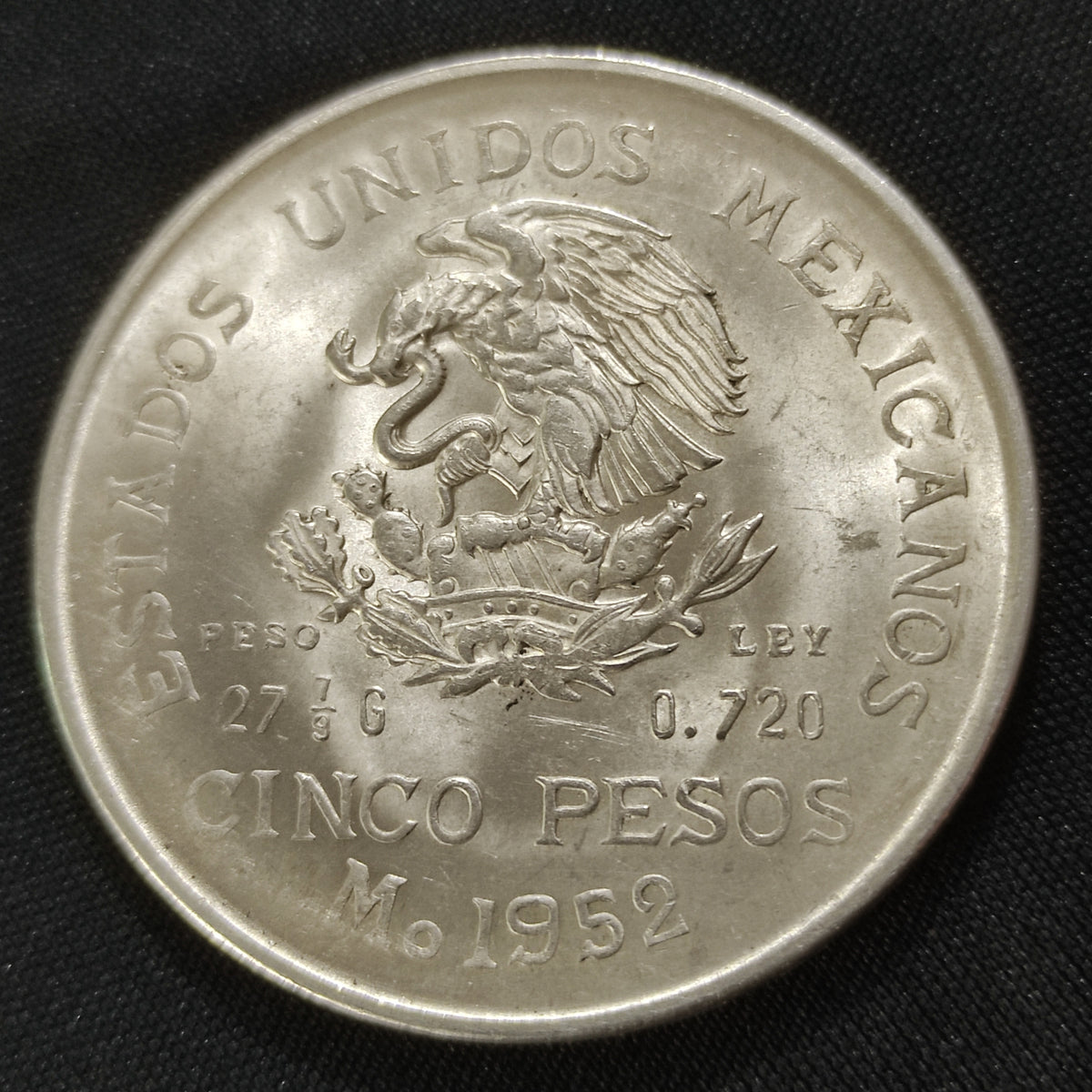 Moneda de Plata de $5 Pesos de Miguel Hidalgo – 1952 (Ley 0.720)