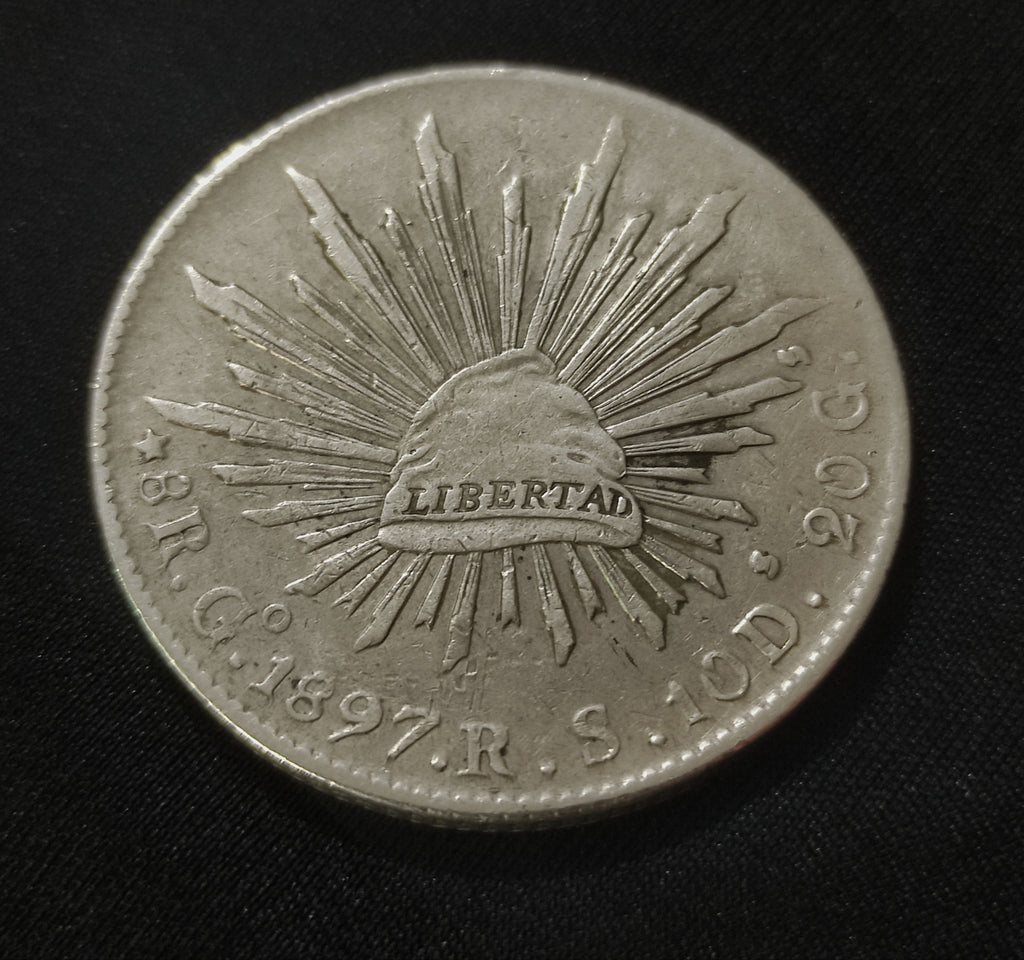 Moneda Plata 8 Reales Guanajuato Go 1897