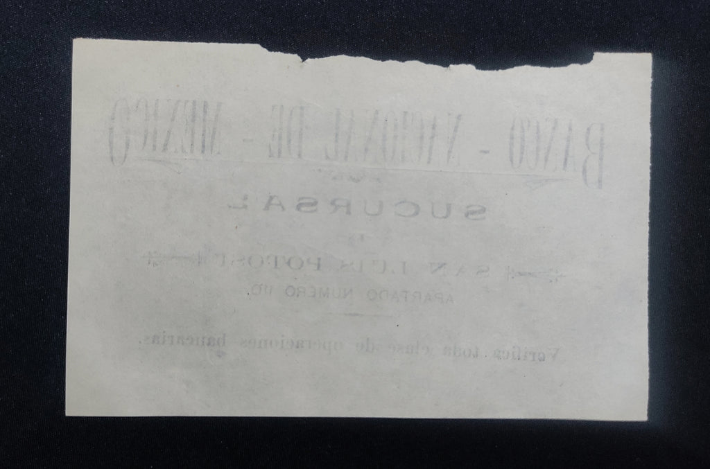 Tarjeta de Publicidad Comercial Banco Nacional de México Sucursal San Luis Potosí (Siglo XIX - Porfiriato)