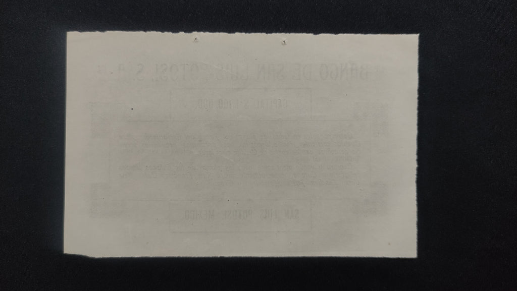 Tarjeta de Publicidad Comercial Banco de San Luis Potosí, S. A. (Siglo XIX - Porfiriato)