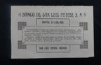 Tarjeta de Publicidad Comercial Banco de San Luis Potosí, S. A. (Siglo XIX - Porfiriato)