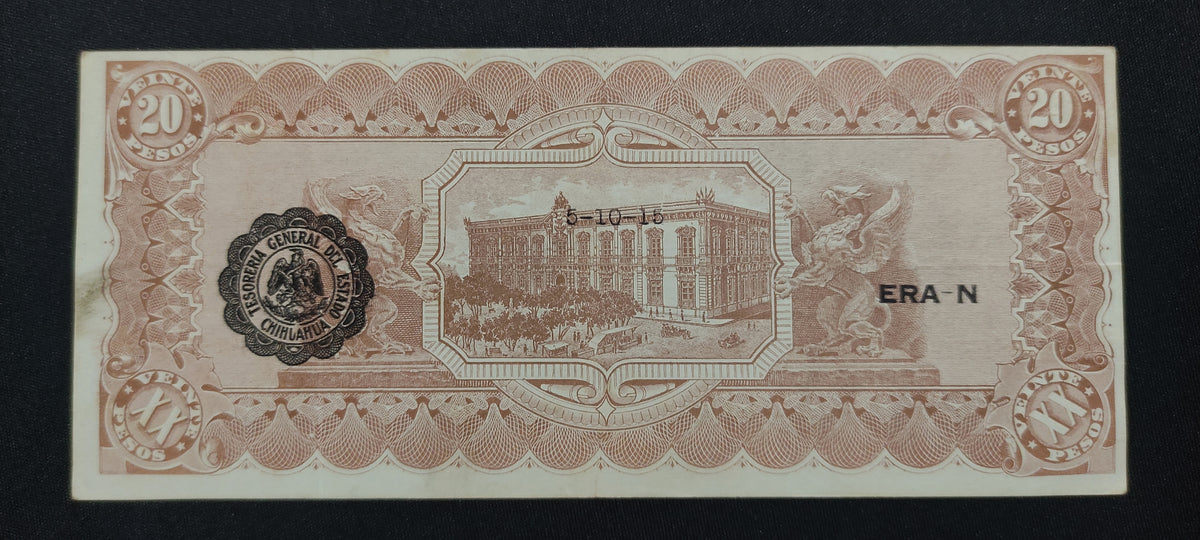 Billete El Estado de Chihuahua 20 Pesos Chihuahua 1915