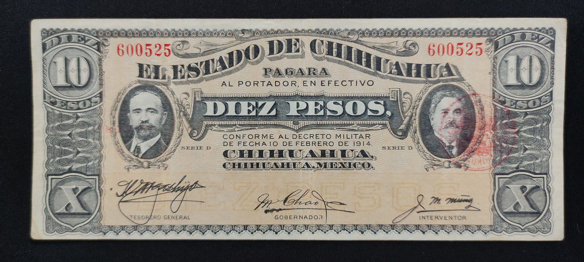 Billete 10 Pesos El Estado de Chihuahua 1914
