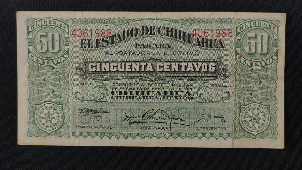 Billete 50 Centavos El Estado de Chihuahua 1914