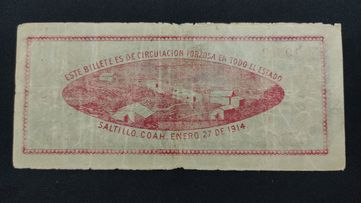 Billete 10 Centavos Tesoreria de la Federacion Saltillo Coahuila 1914