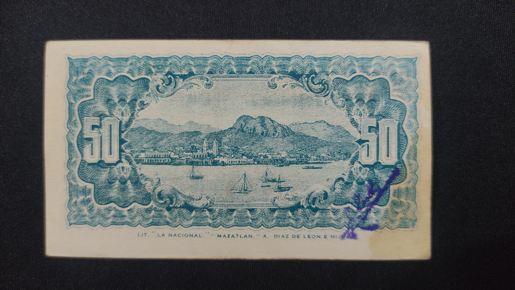 Billete 50 Centavos Tesoreria de la Federacion Guaymas Sonora 1914