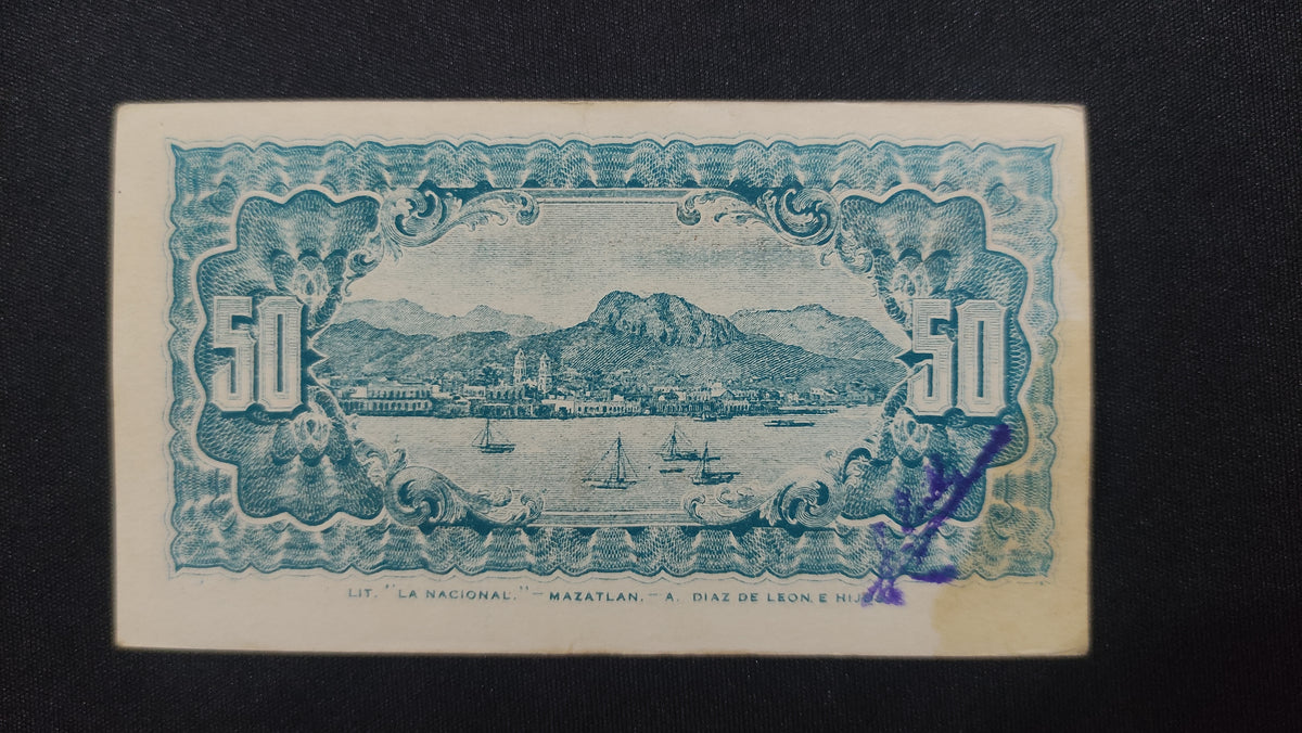 Billete 50 Centavos Tesoreria de la Federacion Guaymas Sonora 1914