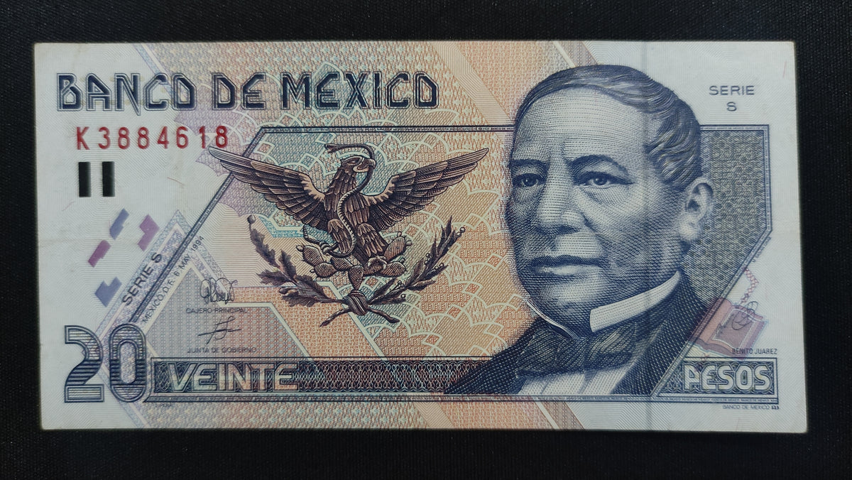 Billete 20 Pesos Banco de Mexico 1994 Benito Juarez Papel Sin Circular UNC