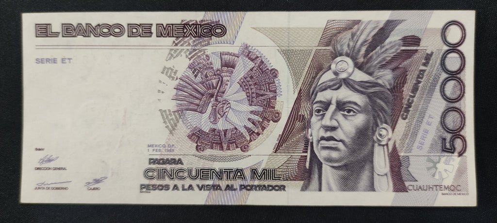 Billete 50000 Cincuenta Mil Pesos Banco de México Cuauhtémoc 1987