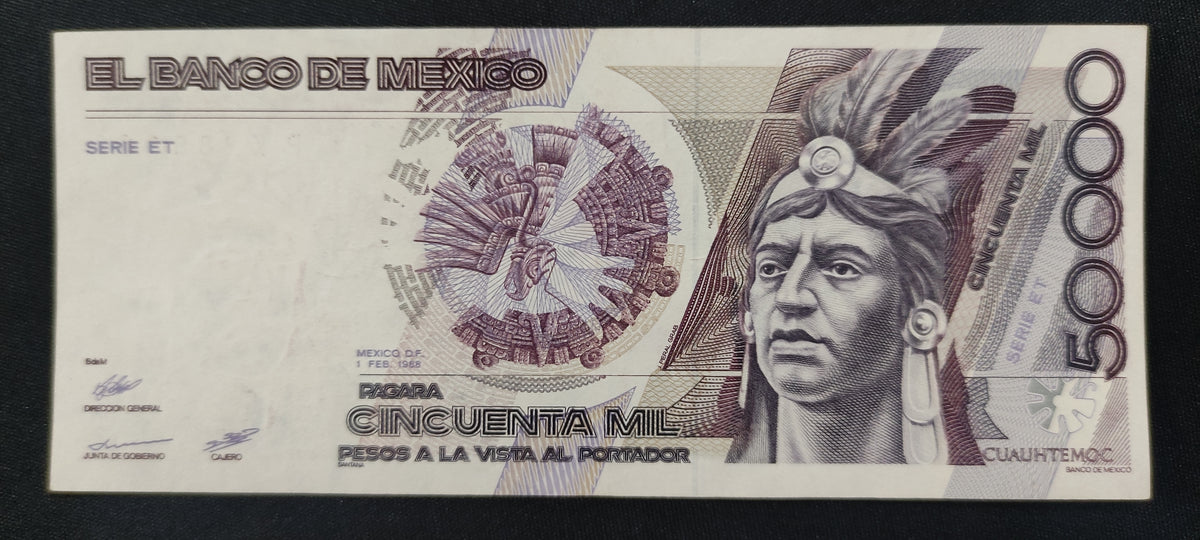 Billete 50000 Cincuenta Mil Pesos Banco de México Cuauhtémoc 1987