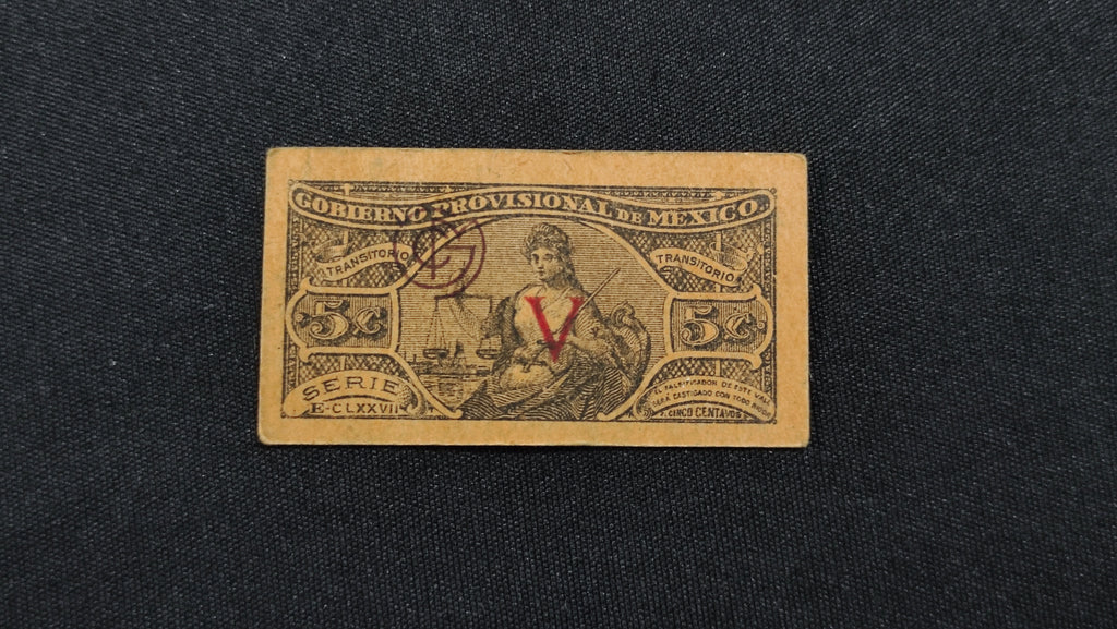 Billete Bilimbique 5 Centavos Gobierno Provisional de México 1914 V Sin Circular AU