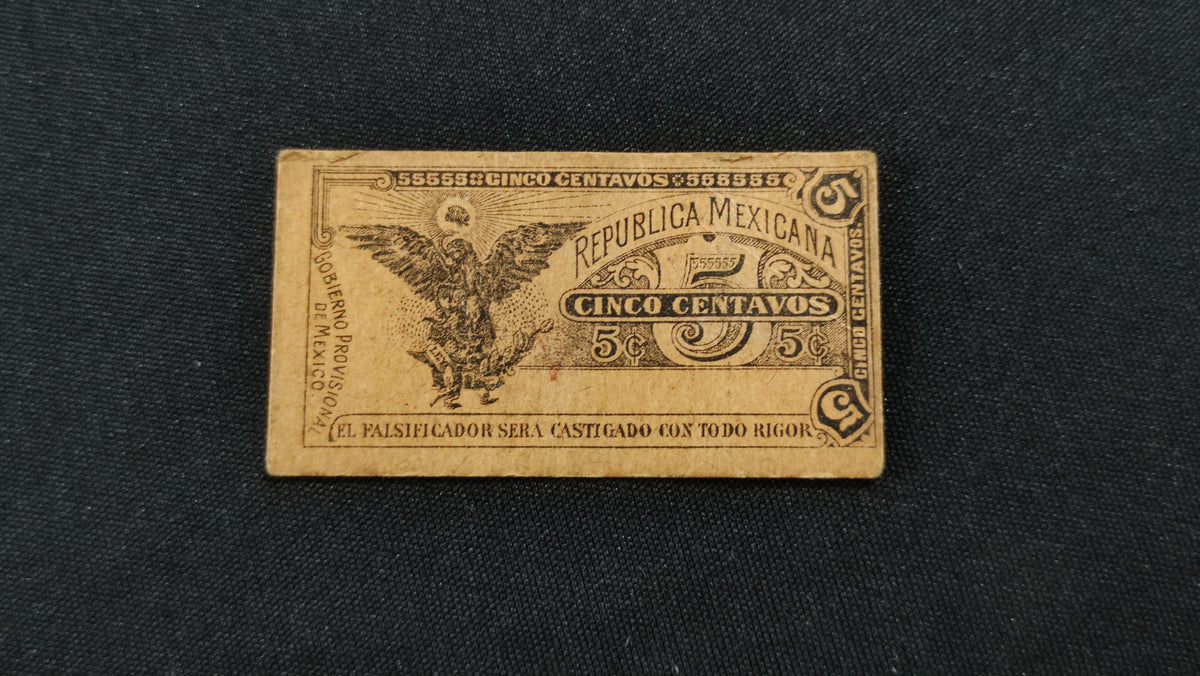 Billete Bilimbique 5 Centavos Gobierno Provisional de México 1914 V Sin Circular AU