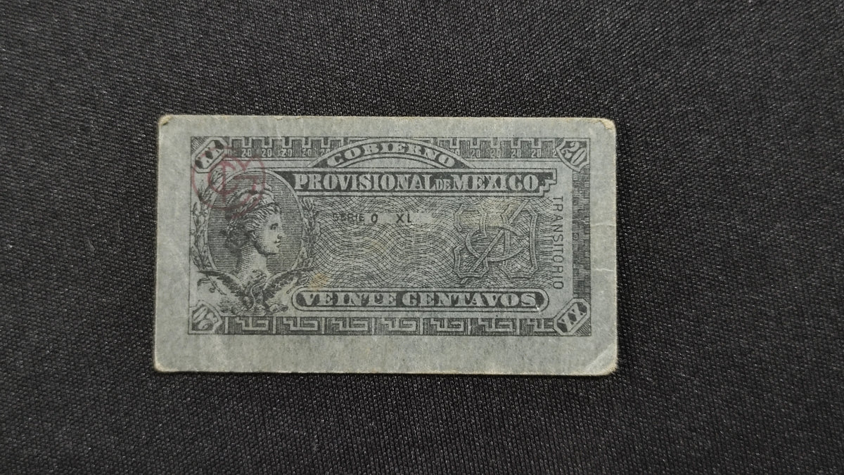 Billete Bilimbique Gobierno Provisional de México 20 Centavos 1914-1915