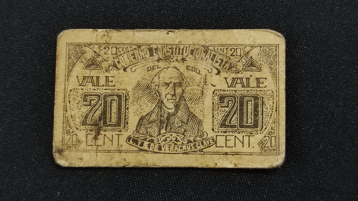Billete Bilimbique 20 Centavos Gobierno Constitucionalista de Veracruz-Llave (1915)