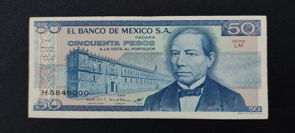 Billete 50 Pesos Banco de Mexico Benito Juárez Sin Circular UNC