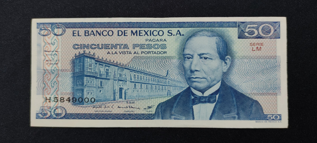 Billete 50 Pesos Banco de Mexico Benito Juárez Sin Circular UNC