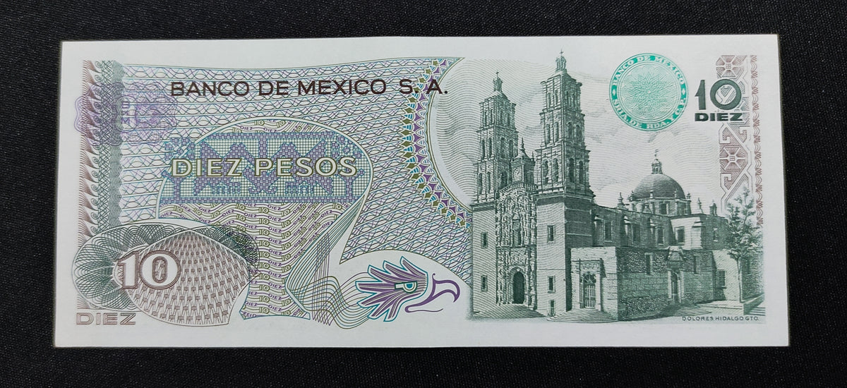 Billete 10 Pesos Banco de Mexico Miguel Hidalgo Sin Circular UNC