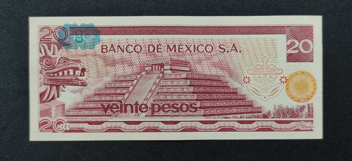 Billete 20 Pesos Banco de Mexico José María Morelos y Pavón Sin Circular UNC