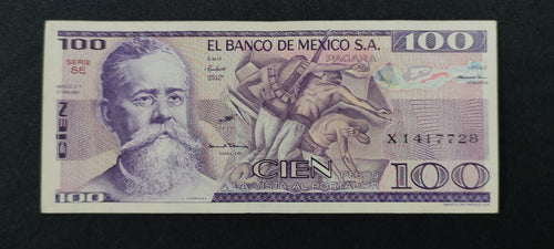 Billete 100 Pesos Banco de Mexico Venustiano Carranza Sin Circular UNC