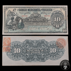Billete 10 Diez Pesos El Banco Mercantil de Yucatán 1904 Cancelado