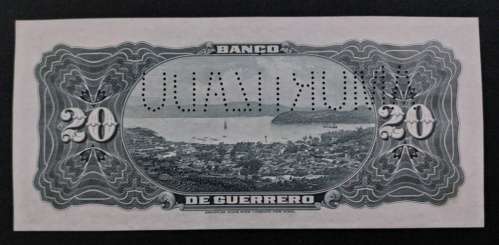 Billete 20 Pesos Banco de Guerrero Amortizado Sin Circular UNC