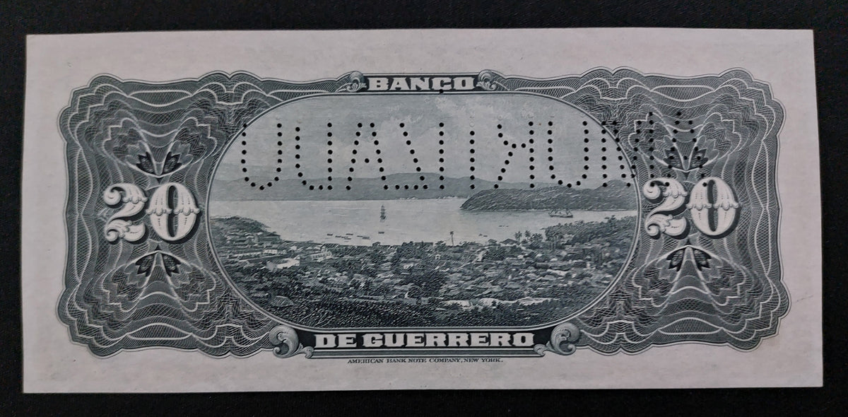 Billete 20 Pesos Banco de Guerrero Amortizado Sin Circular UNC