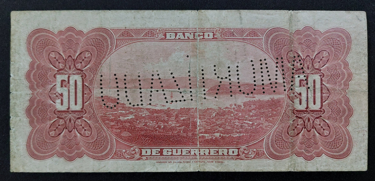 Billete 50 Pesos Banco de Guerrero Amortizado