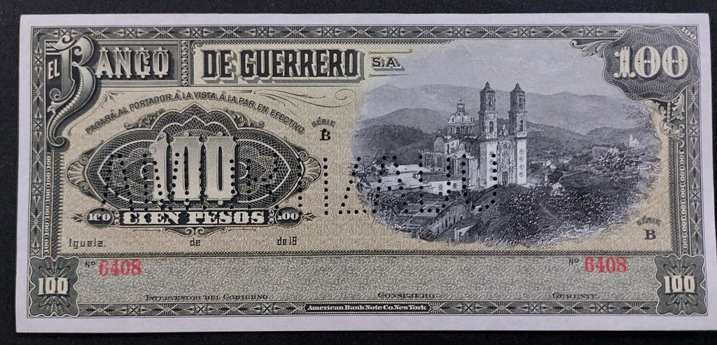 Billete 100 Pesos Banco de Guerrero Amortizado Sin Circular UNC