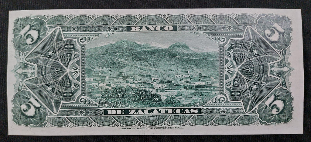 Billete 5 Pesos El Banco de Zacatecas  Sin Circular UNC