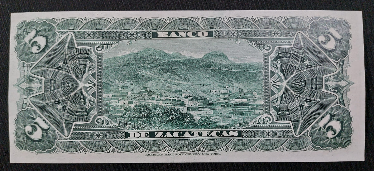Billete 5 Pesos El Banco de Zacatecas  Sin Circular UNC
