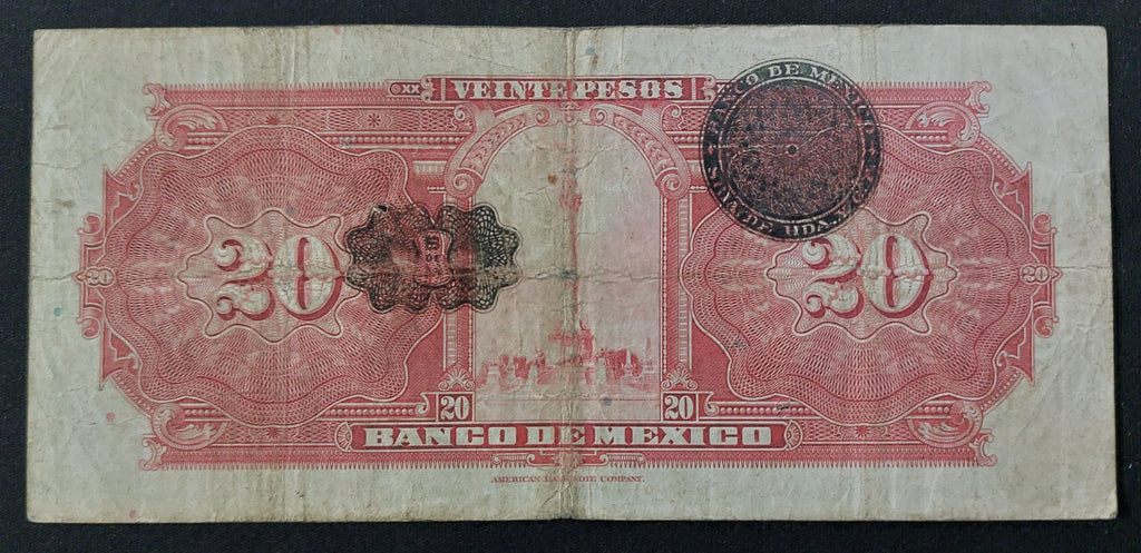 Billete 20 Pesos Banco de México Buque y Tren