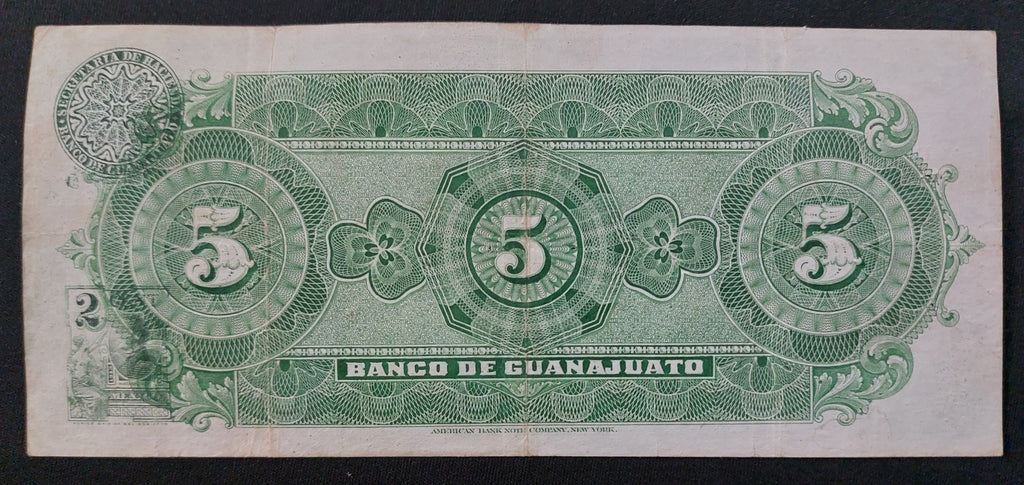 Billete 5 Pesos El Banco de Guanajuato 1914