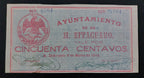 Billete 50 Centavos H. Ayuntamiento de H. Zitácuaro Michoacán 1915 UNC