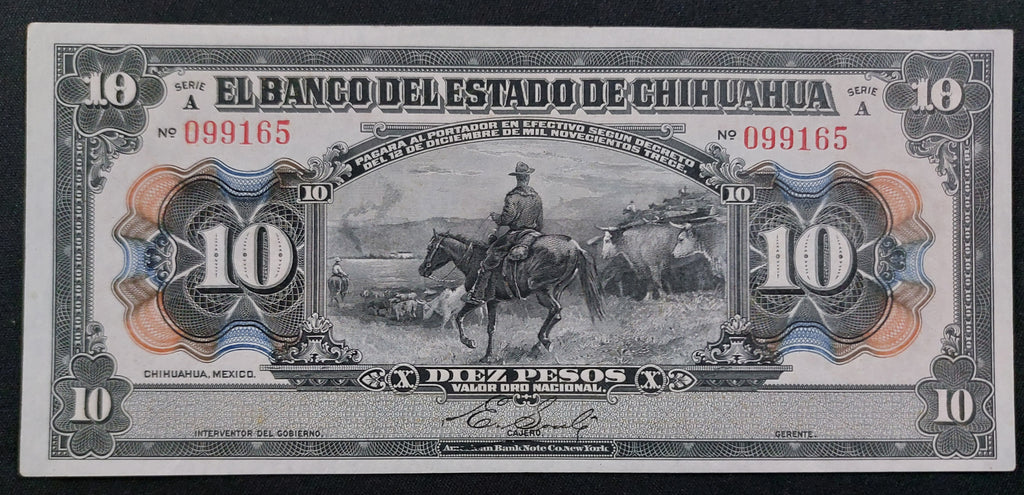 Billete 10 Diez Pesos El Banco del Estado de Chihuahua Sin Circular UNC