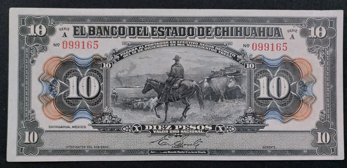 Billete 10 Diez Pesos El Banco del Estado de Chihuahua Sin Circular UNC