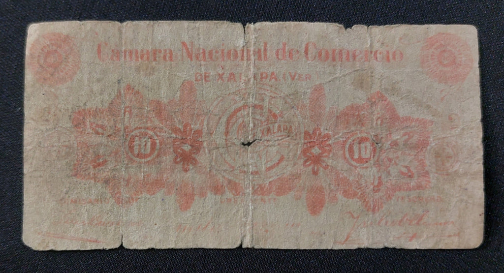 Billete 10 Diez Centavos Banco Nacional de México Sucursal en Xalapa Ver. 1914