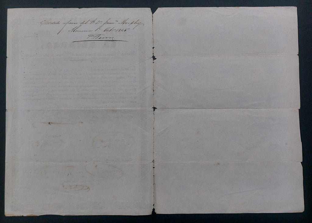 Acción Antigua de la Sociedad Minera "La Alianza" (Almería) año 1845
