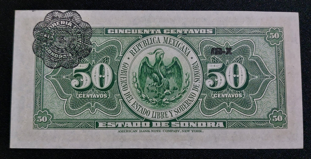 Billete 50 Centavos del Estado de Sonora 1915 Sin Circular UNC