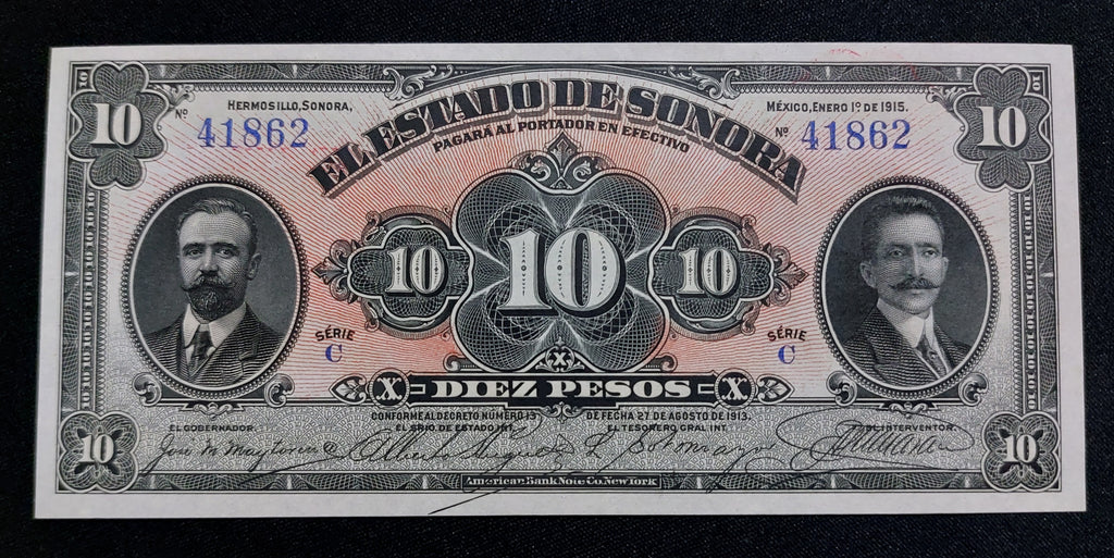 Billete 10 Pesos del Estado de Sonora 1915 Sin Circular UNC