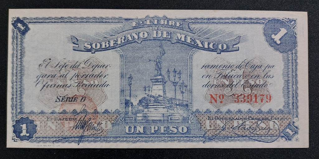 Billete 1 Peso Estado Libre y Soberano de México Toluca 1915 Sin Circular UNC