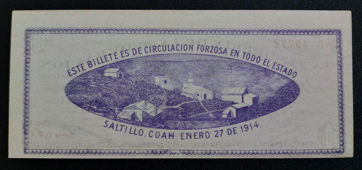 Billete 50 Centavos Tesorería de la Federación (Saltillo, Coahuila 1914) Sin Circular UNC