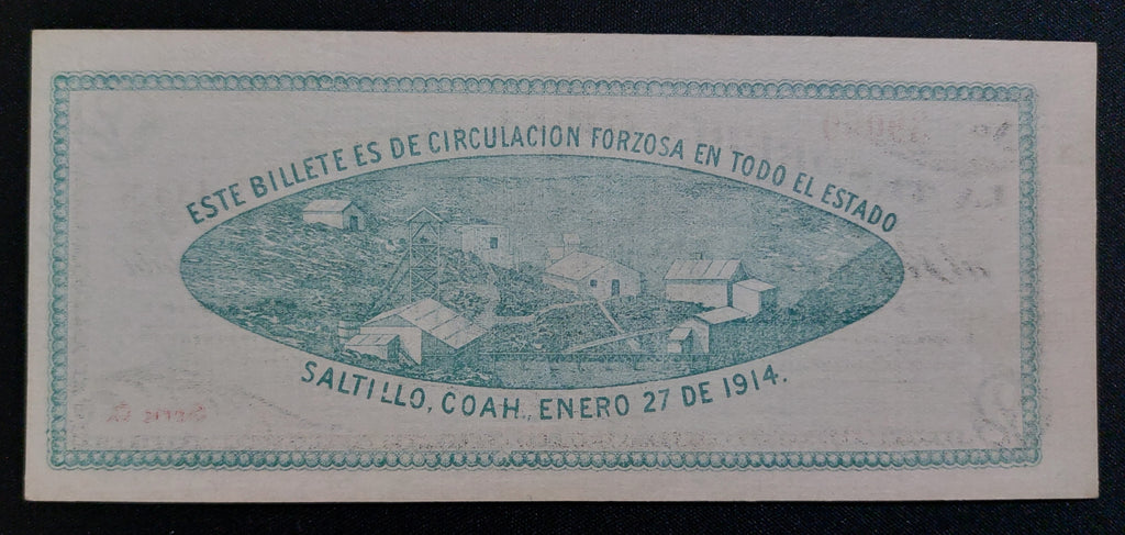 Billete 2 Pesos Tesorería de la Federación (Saltillo, Coahuila 1914) Sin Circular UNC