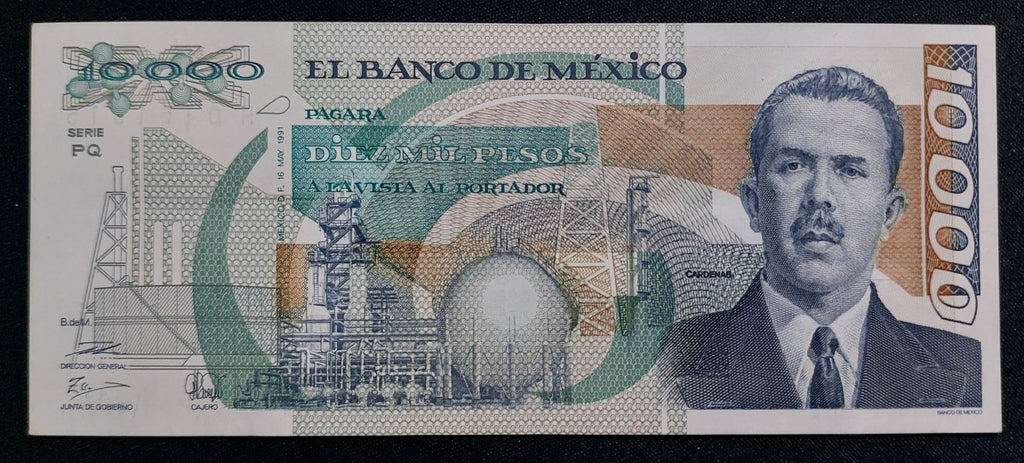 Billete 10,000 Pesos Lázaro Cárdenas Banco de México (1991) Sin Circular UNC