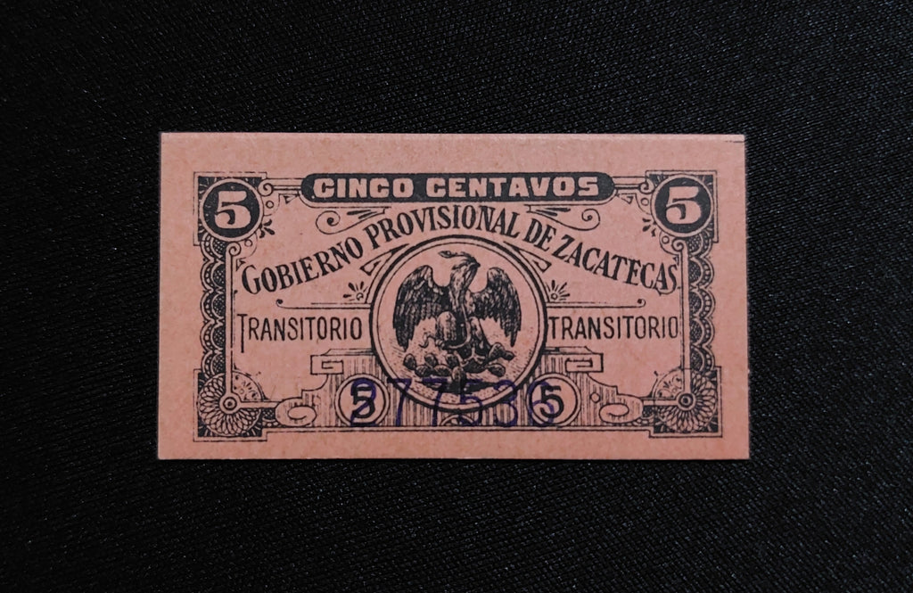 Billete Bilimbique 5 Centavos Gobierno Provisional de Zacatecas (1915) Sin Circular UNC