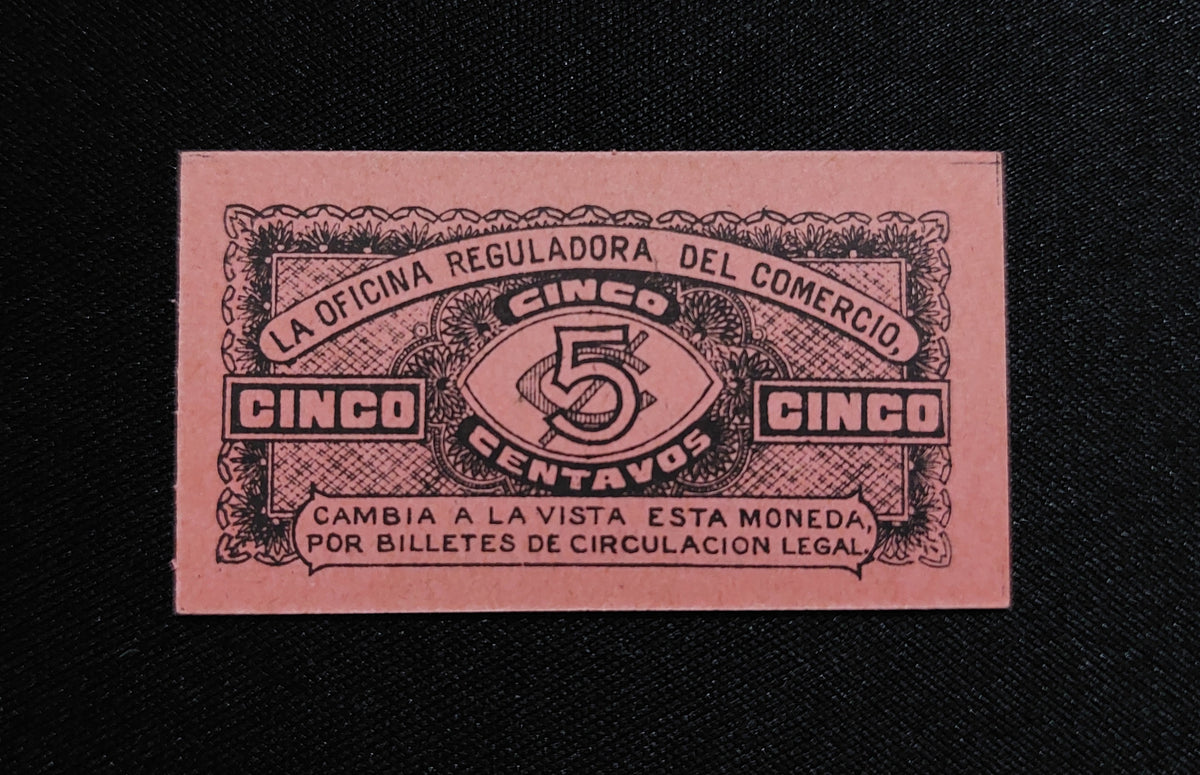 Billete Bilimbique 5 Centavos Gobierno Provisional de Zacatecas (1915) Sin Circular UNC