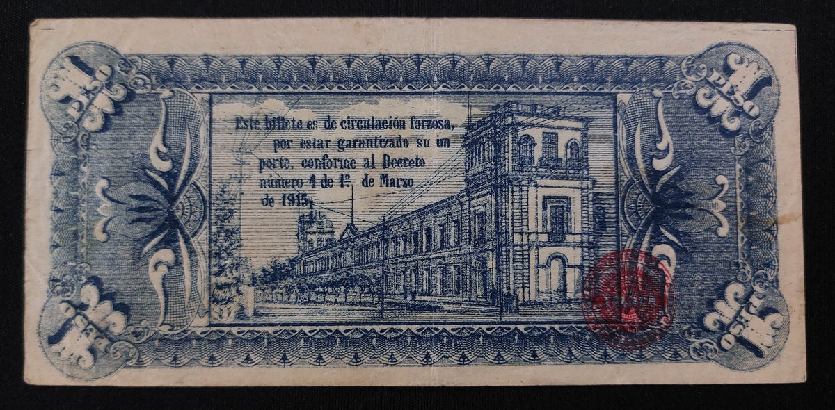 Billete 1 Un Peso Estado Libre y Soberano de México Toluca 1915