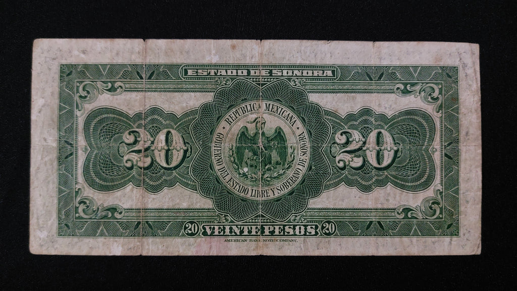 Billete 20 Pesos Estado de Sonora 1915